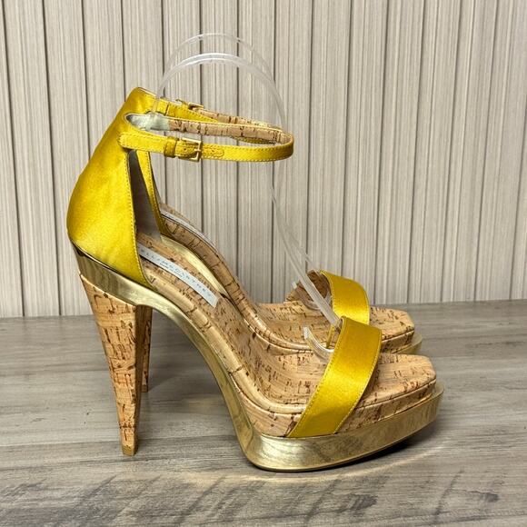 Stella McCartney Gold Cork Platform Heels Sandals Women's Size